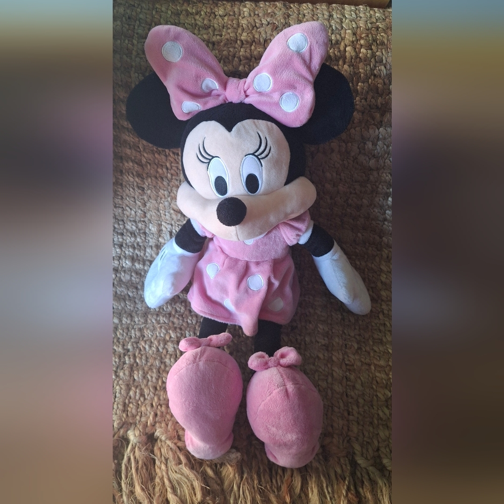 Disney Polka Dot Pink Dress Minnie Mouse Pink White Plush Toy Over 2ft